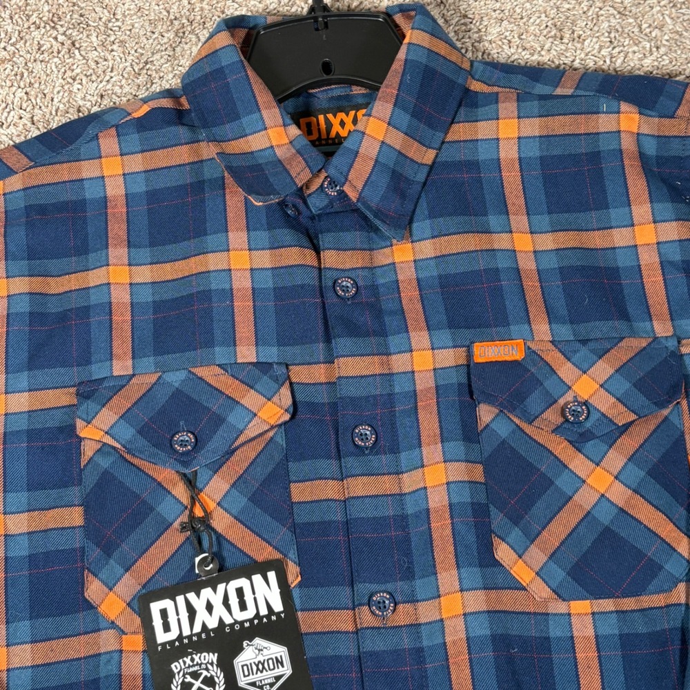 Dixxon Flannel Co High Five Blue Orange Plaid Button Up Shirt Mens Large Tall